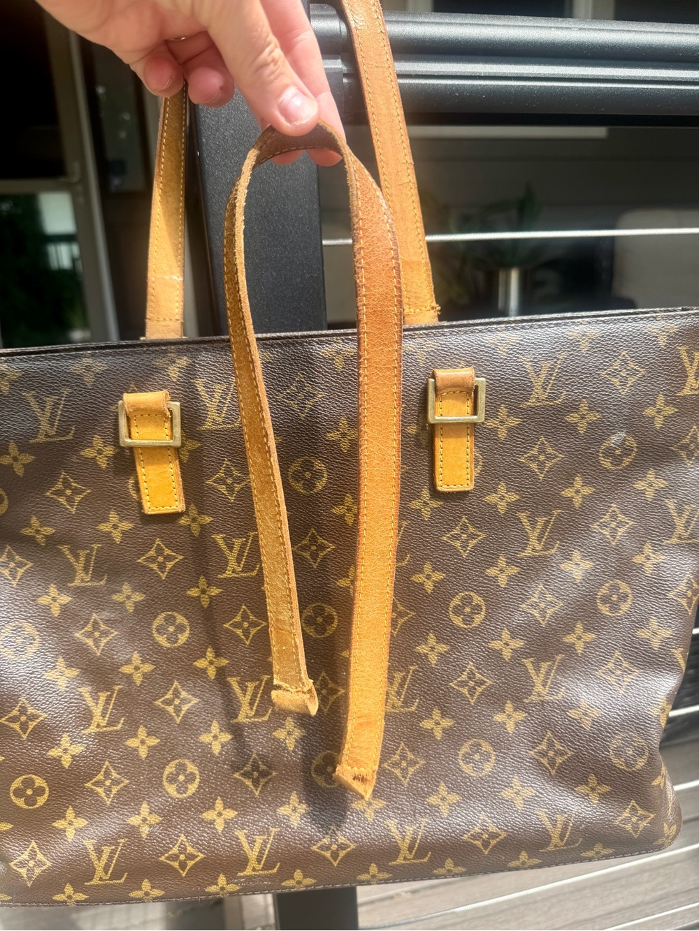 Louis Vuitton Monogram Canvas Tote in Brown with Tan Straps - Picture 2 of 7